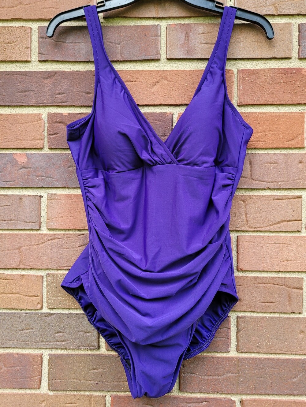 VTG Trimshaper One Piece Swimsuit Violet Womens Size 16 Ruched Sides